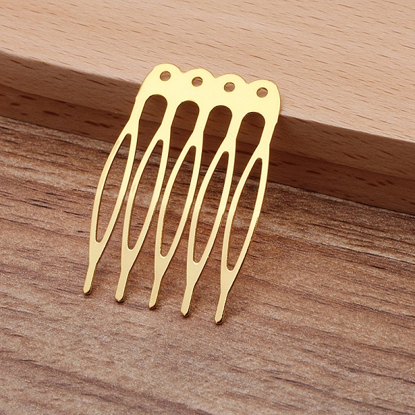 

PandaHall Iron Hair Comb Findings, with Loops, Golden, 40x27x0.8mm Iron