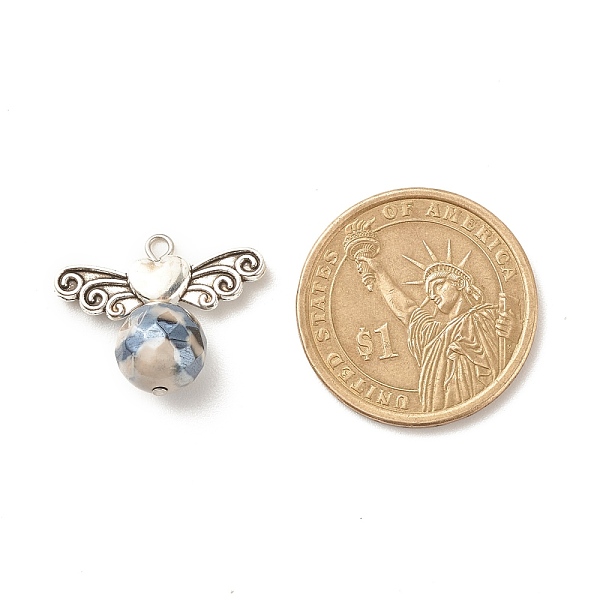 

PandaHall Natural dZi Agate Pendants, with Antique Silver Tone Alloy Wings, Angel, 19x23.5x10mm, Hole: 1.8mm Natural Agate Angel & Fairy