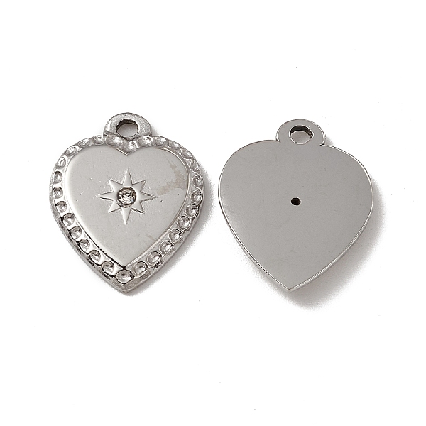 

PandaHall 201 Stainless Steel Pendants, Crystal Rhinestone Heart Charms, Stainless Steel Color, 23x18x3mm, Hole: 2mm Stainless..., Clear