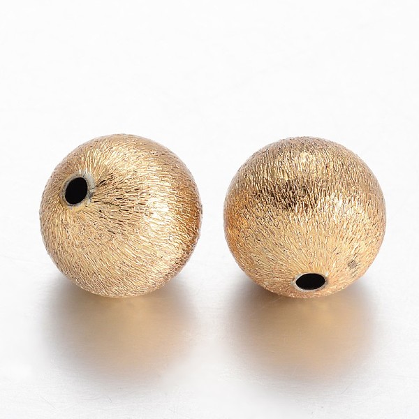 

PandaHall Round Brass Textured Beads, Golden, 12mm, Hole: 1.5mm Brass Round