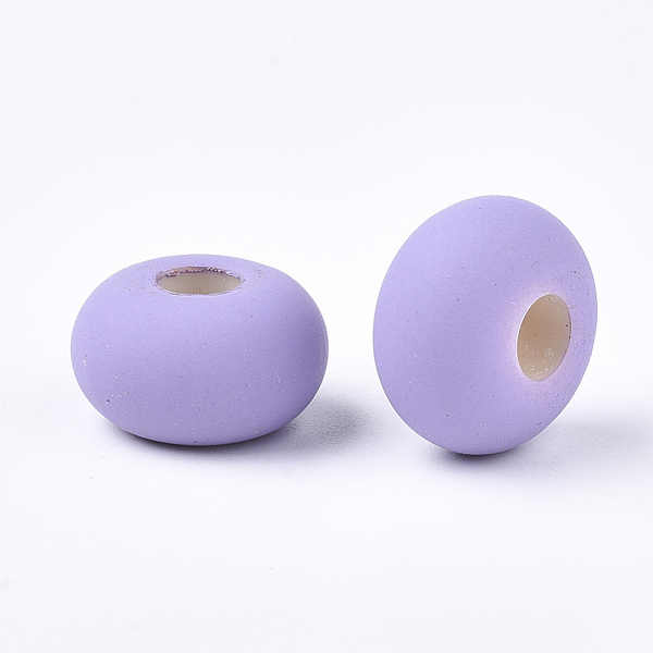 

PandaHall Rubberized Style Acrylic European Beads, Large Hole Beads, Rondelle, Lilac, 16x9mm, Hole: 5mm, about 330pcs/500g Acrylic Rondelle..., Purple
