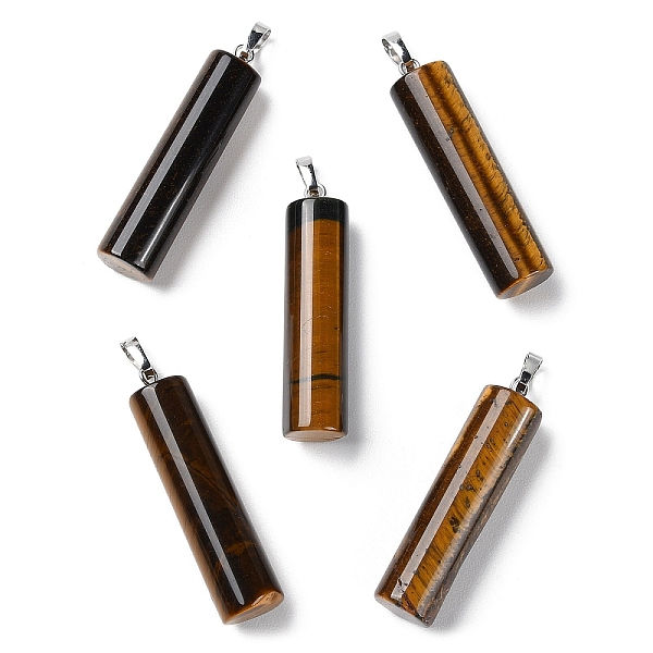 

PandaHall Natural Tiger Eye Pendants, Column Charms with Platinum Plated Brass Snap on Bails, 40.8~42x10~10.5mm, Hole: 7.2x4.2mm Tiger Eye...