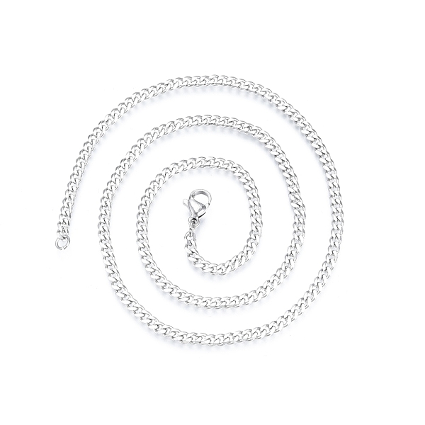 

PandaHall Men's 201 Stainless Steel Cuban Link Chain Necklace, Stainless Steel Color, 17.72 inch(45cm), Wide: 3mm 201 Stainless Steel