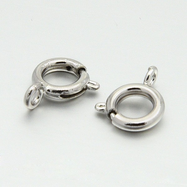 

PandaHall Platinum Color Brass Bolt Spring Ring Necklace End Clasps Great for Jewelry Making , 9mm, Hole: 1.5mm Brass