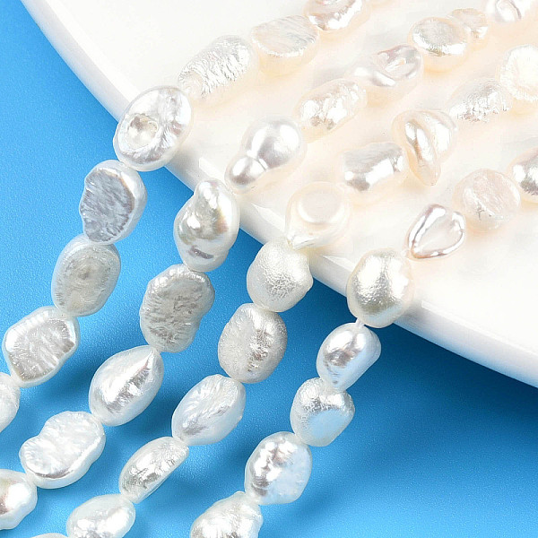 

PandaHall Natural Cultured Freshwater Pearl Beads Strands, Two Sides Polished, Seashell Color, 6.5~9x5.5~6.5mm, Hole: 0.7mm, about...