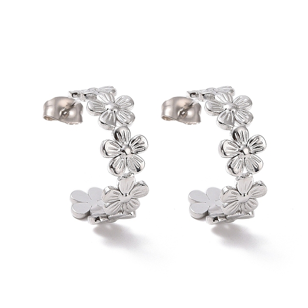 

PandaHall 304 Stainless Steel Flower Wrap Stud Earrings, Half Hoop Earrings for Women, Stainless Steel Color, 20.5x7.5mm, Pin: 0.7mm 304...