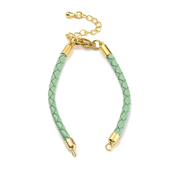

PandaHall Leather Braided Cord Link Bracelets, Fit for Connector Charms, with Long-Lasting Plated Rack Plating Colden Tone Brass Lobster...