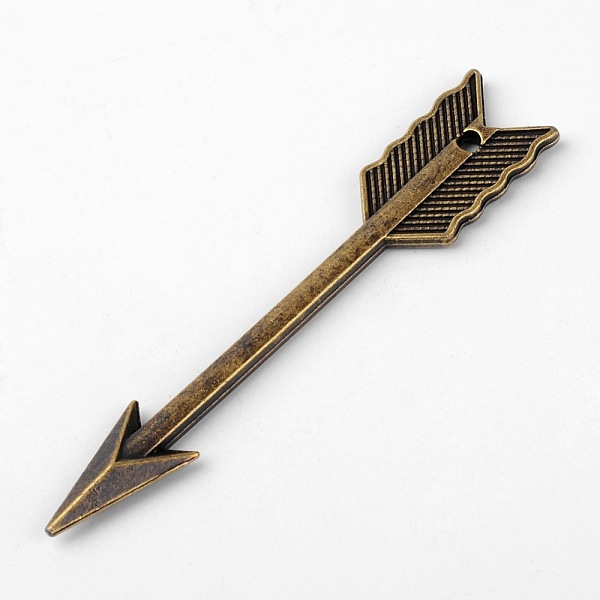 

PandaHall TIbetan Style Alloy Pendants, Arrow, Antique Bronze, 78x15x3mm, Hole: 2.5mm Alloy Sports