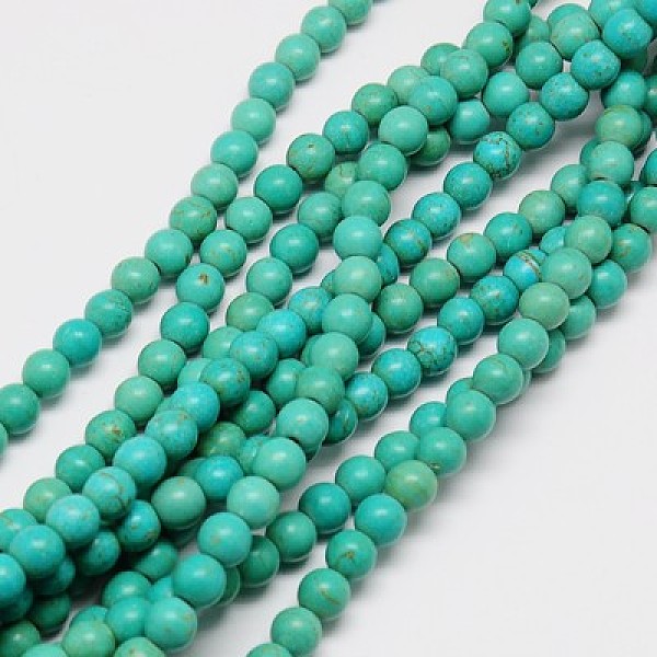 

PandaHall 1 Strand Dyed Light Sea Green Round Synthetic Turquoise Beads Strands, 4mm, Hole: 1mm, about 110pcs/strand, 15.6 inch Synthetic...