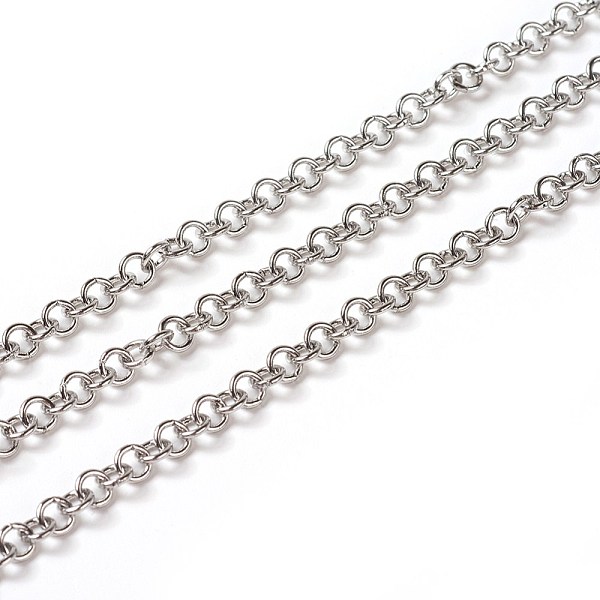 

PandaHall 304 Stainless Steel Rolo Chains, Belcher Chain, with Spool, Unwelded, Stainless Steel Color, 4x0.8mm, about 32.8 Feet(10m)/roll...