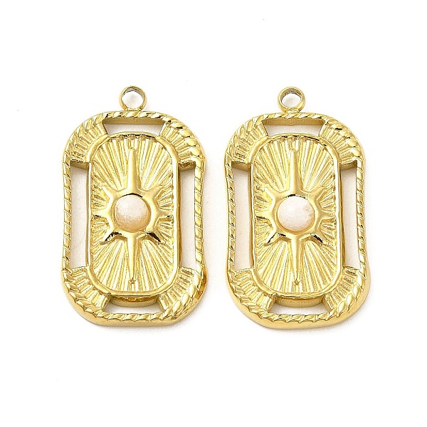 

PandaHall Natural White Jade Pendants, Rectangle Charms, with Vacuum Plating Real 18K Gold Plated 201 Stainless Steel Findings...