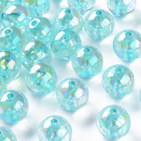 

PandaHall Transparent Acrylic Beads, AB Color Plated, Round, Pale Turquoise, 16x15mm, Hole: 2.8mm, about 220pcs/500g Acrylic Round