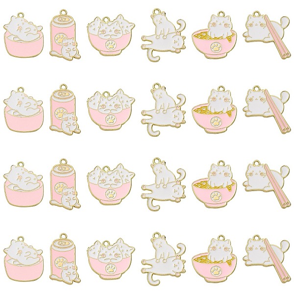 

PandaHall 12Pcs 6 Styles Alloy Enamel Pendant, Golden, Cat Charm, Pink, 27~37x18.5~30x1.5~1.6mm, Hole: 2.3mm, 2pcs/style Alloy+Enamel Cat...
