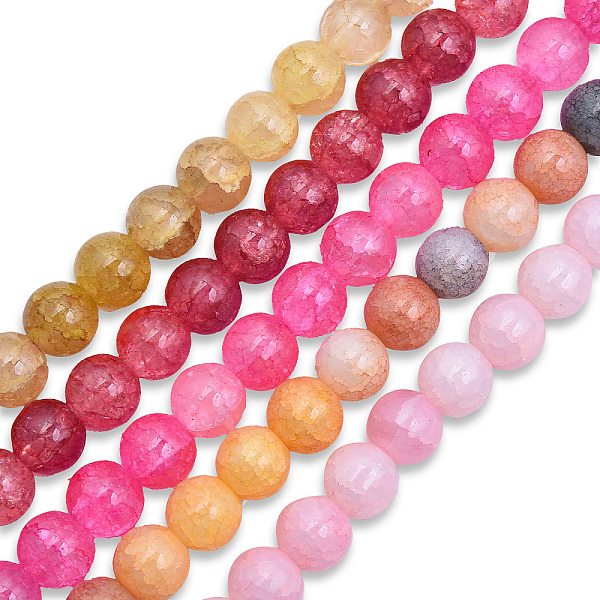 

PandaHall Crackle Glass Beads Strands, Dyed & Heated, Round, Mixed Color, 8x7mm, Hole: 1.8mm, about 104~107pcs/strand, 30.12 inch~30.91 inch..., Multicolor