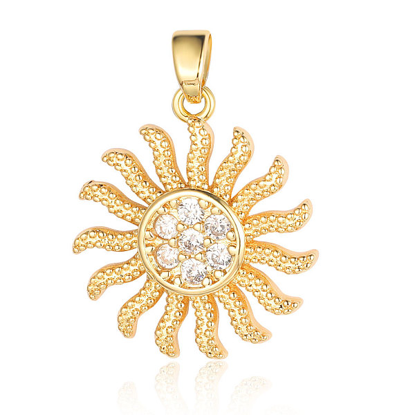 

PandaHall Brass Micro Pave Cubic Zirconia Pendants, Sun Charms, Real 18K Gold Plated, 21x18x2mm Brass+Cubic Zirconia Sun Clear