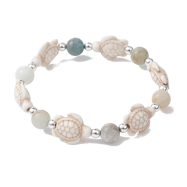 

PandaHall Natural & Synthetic Mixed Gemstone Beaded Stretch Bracelet, Ocean Theme, Tortoise, Inner Diameter: 2-1/2 inch(6.5cm) Mixed Stone...