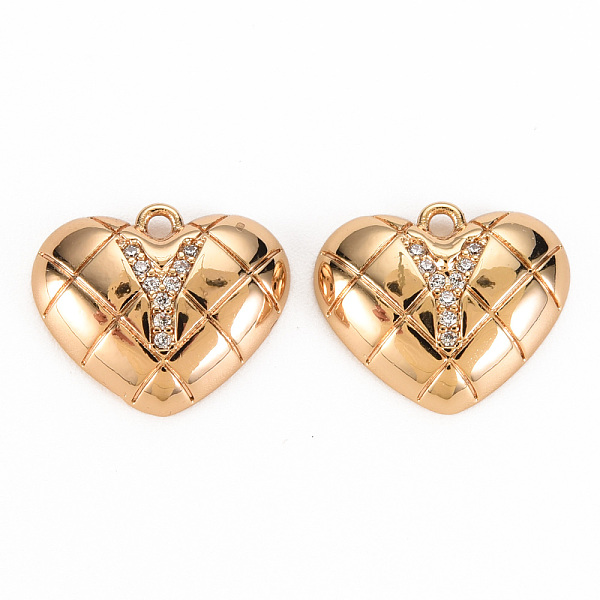 

PandaHall Brass Micro Pave Clear Cubic Zirconia Pendants, Nickel Free, Real 18K Gold Plated, Heart with Word, Letter.Y, 12x15x3.5mm, Hole...