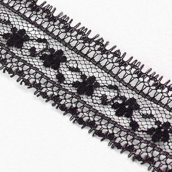 

PandaHall Lace Trim Nylon String Threads for Jewelry Making, Black, 1-1/8 inch(27mm), 2.5yards/bag(2.286m/bag) Nylon Black