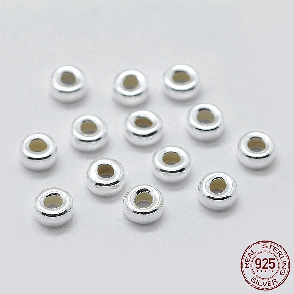 

PandaHall 925 Sterling Silver Spacer Beads, Rondelle, Silver, 7x4mm, Hole: 3mm, about 12pcs/5g Sterling Silver Rondelle Silver