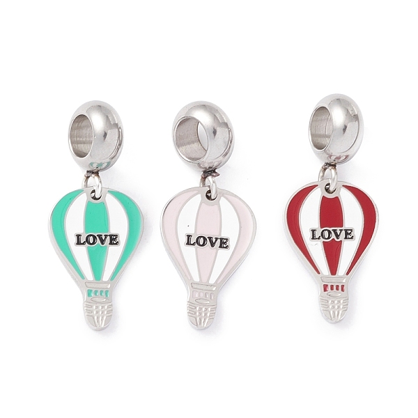 

PandaHall 304 Stainless Steel European Dangle Charms, Large Hole Pendants, with Enamel, Stainless Steel Color, Balloon & Word Love, Mixed..., Multicolor