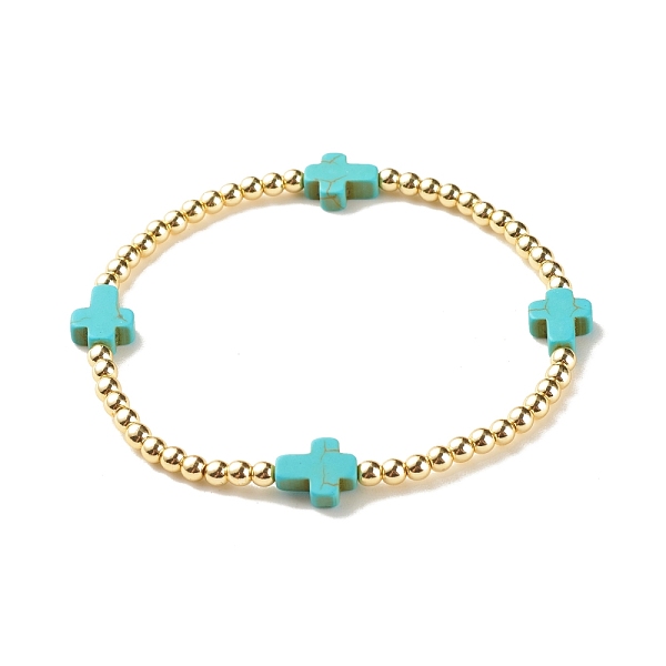 

PandaHall Synthetic Hematite Round Beaded Stretch Bracelet with Synthetic Turquoise(Dyed) Cross, Gemstone Jewelry for Women, Turquoise(Dyed)..., Green