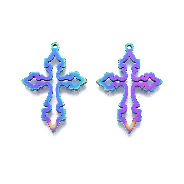 

PandaHall Ion Plating(IP) 201 Stainless Steel Pendant, Hollow Charms, Cross, Rainbow Color, 33x23x1.5mm, Hole: 1.4mm 201 Stainless Steel...