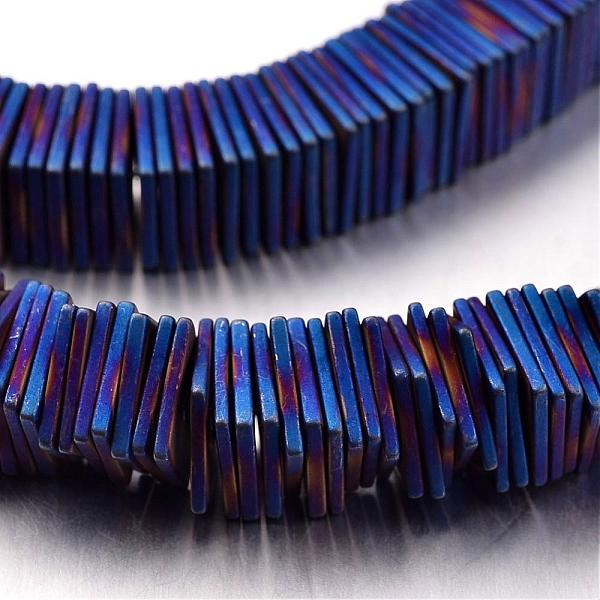 

PandaHall Electroplate Non-magnetic Synthetic Hematite Bead Strands, Frosted, Square Heishi Beads, Thin Slice Beads, Blue Plated, 8x8x1mm...