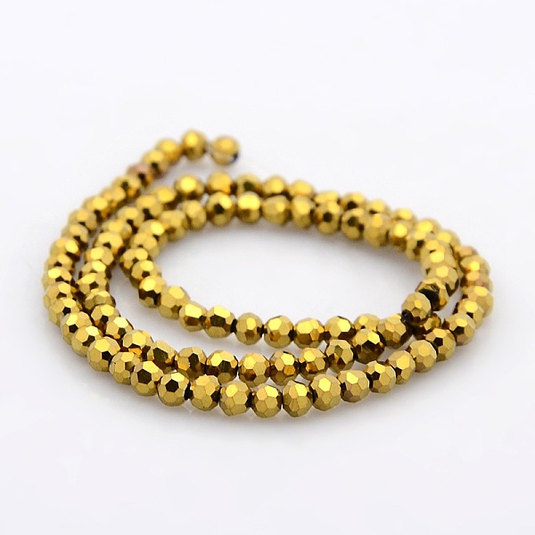 Full Plated Glass Faceted Round Spacer Beads Strands