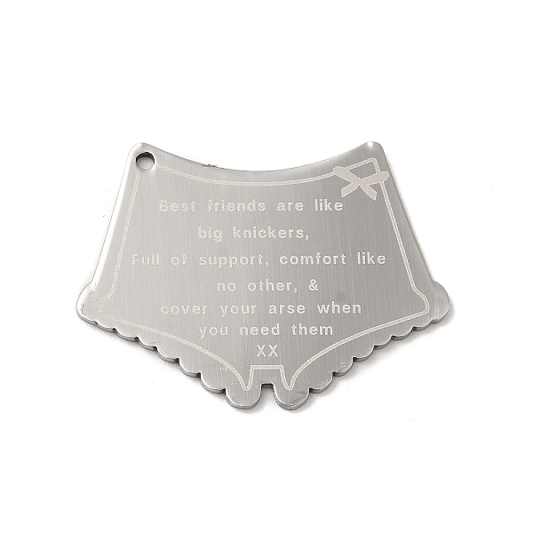 

PandaHall 304 Stainless Steel Pendants, Laser Cut, Manual Polishing, Shorts with Word Best Friends/ Big Knickers Charm, Stainless Steel..., Silver