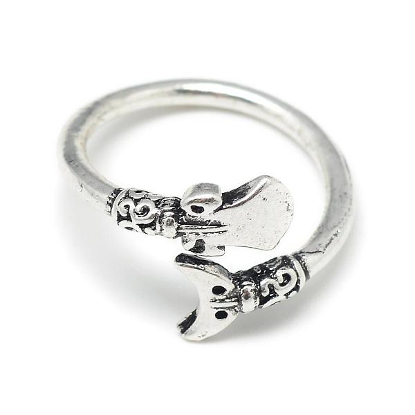 

PandaHall Adjustable Alloy Cuff Finger Rings, Demon Rod, Size 8, Antique Silver, 18mm Alloy