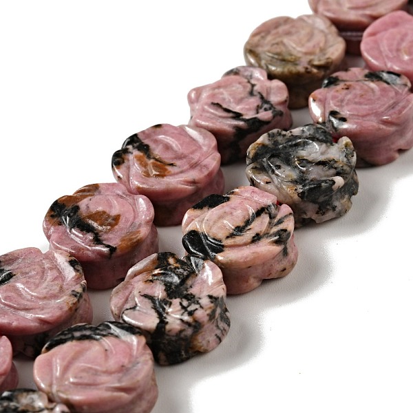 

PandaHall Natural Rhodonite Beads Strands, Rose, 14x7.5~8mm, Hole: 1.2mm, about 28~29pcs/strand, 15.16''(38.5~41.5cm) Rhodonite Flower