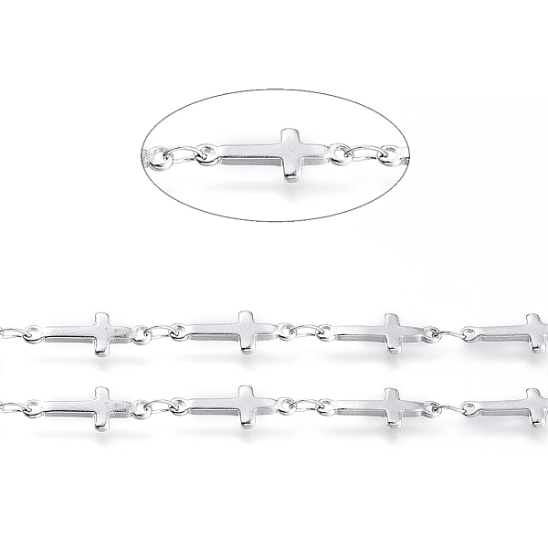 

PandaHall 304 Stainless Steel Link Chains, Soldered, with Spool, Cross, Stainless Steel Color, Oval Link: 3.5x2x0.3mm, Cross: 13.5x5x1mm...