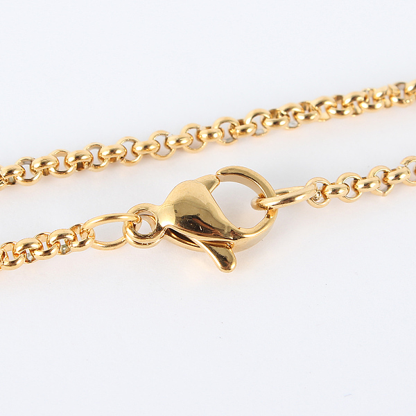 

PandaHall 304 Stainless Steel Cable Necklaces, with Lobster Claw Clasps, Golden, 17.7 inch(44.9cm), 2mm 304 Stainless Steel