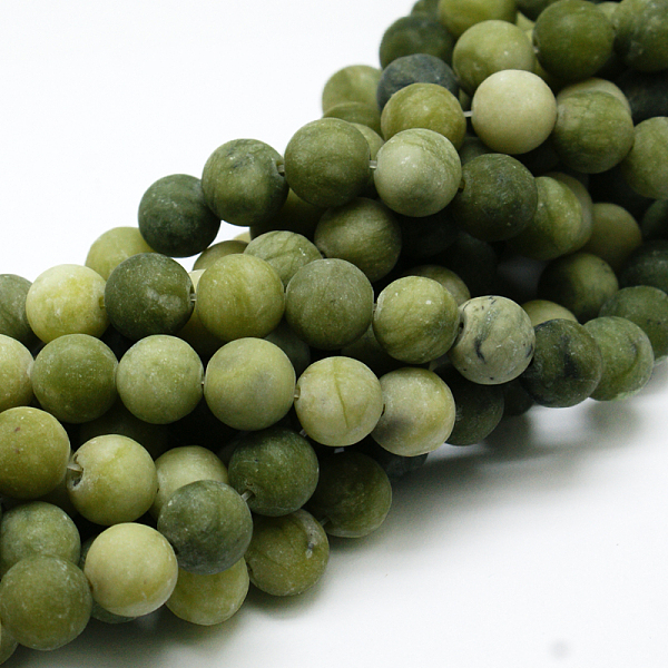 

PandaHall Round Frosted Natural TaiWan Jade Bead Strands, 6mm, Hole: 1mm, about 62pcs/strand, 15.5 inch TaiWan Jade Round