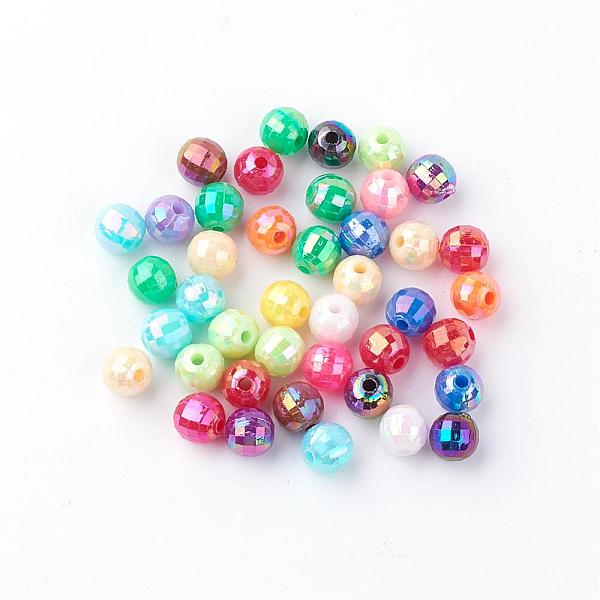 

PandaHall Acrylic Beads, AB Color, Faceted, Round, Mixed Color, 6mm, Hole: 1mm, about 4800pcs/500g Acrylic Round Multicolor