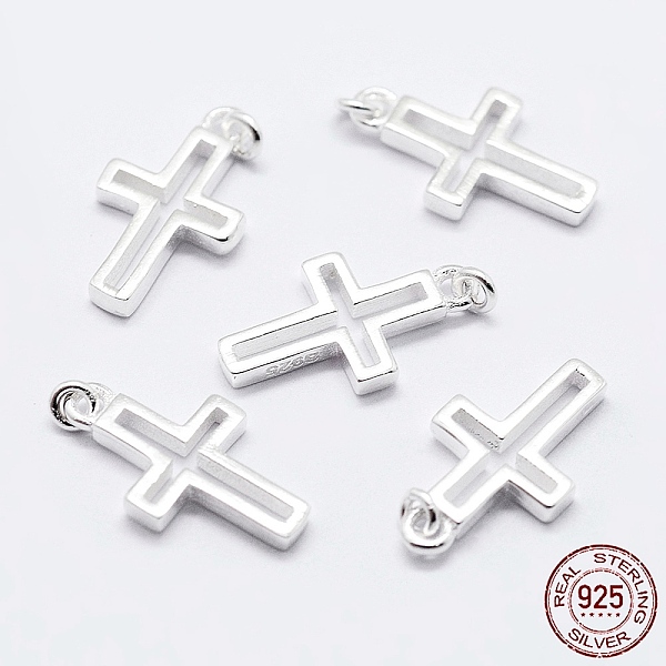 

PandaHall 925 Sterling Silver Pendants, Cross Charms, with 925 Stamp, Silver, 12.5x7x1.4mm, Hole: 1.8mm Sterling Silver Cross Silver