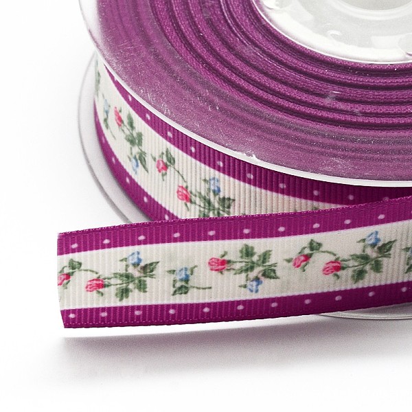 

PandaHall Flower Printed Grosgrain Ribbons, Purple, 1 inch(25mm), about 100yards/roll(91.44m/roll) Polyester Flower Purple
