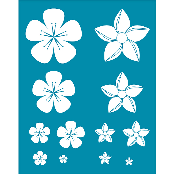 

PandaHall Silk Screen Printing Stencil, for Painting on Wood, DIY Decoration T-Shirt Fabric, Plumeria Pattern, 100x127mm Nylon Flower Cyan