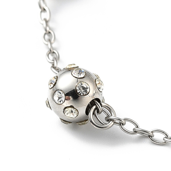 

PandaHall Crystal Rhinestone Round Beaded Bracelet with 304 Stainless Steel Chains for Women, Stainless Steel Color, 7-1/4 inch(18.5cm)...