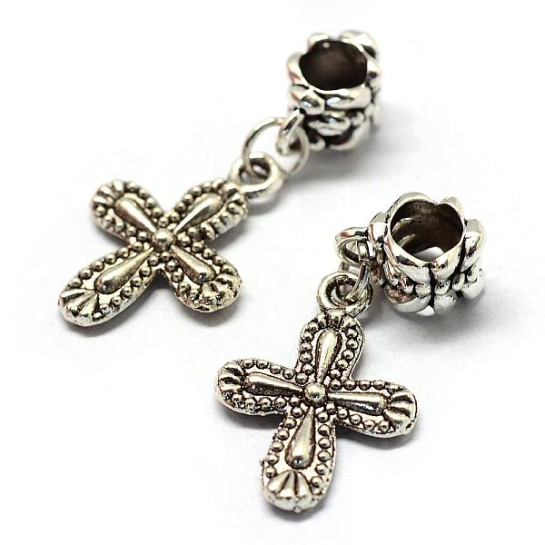 

PandaHall Alloy European Dangle Charms, Tibetan Style, Large Hole Pendants, Cross, Antique Silver, 31mm, Hole: 5mm Alloy Cross