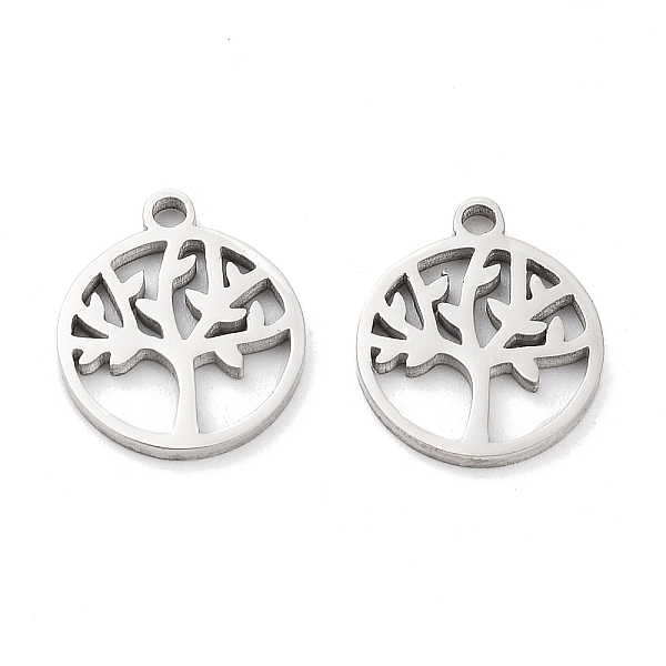 

PandaHall 316 Surgical Stainless Steel Charms, Manual Polishing, Flat Round with Tree of Life, Stainless Steel Color, 14.5x12.5x1.5mm, Hole...
