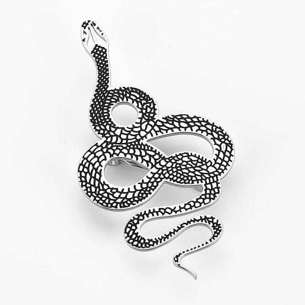 

PandaHall Snake Brooch, 201 Stainless Steel Animal Lapel Pin for Backpack Clothes, Nickel Free & Lead Free, Stainless Steel Color, 70x37x7mm...