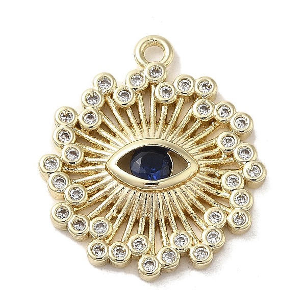 

PandaHall Brass Cubic Zirconia Pendents, with Glass, Long-Lasting Plated, Flat Round with Eye, Golden, 22x19x3mm, Hole: 1.6mm Brass+Cubic..., Clear