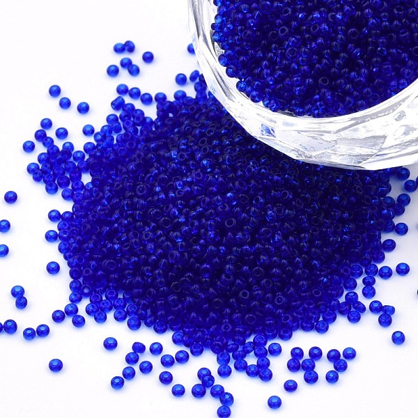 

PandaHall 15/0 Transparent Czech Glass Seed Beads, Round, Marine Blue, 1.5x1mm, Hole: 0.5mm, about 500g/bag Czech Glass