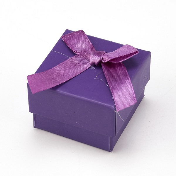 

PandaHall Cardboard Jewelry Earring Boxes, with Ribbon Bowknot and Black Sponge, for Jewelry Gift Packaging, Square, Purple, 5x5x3.5cm Paper...