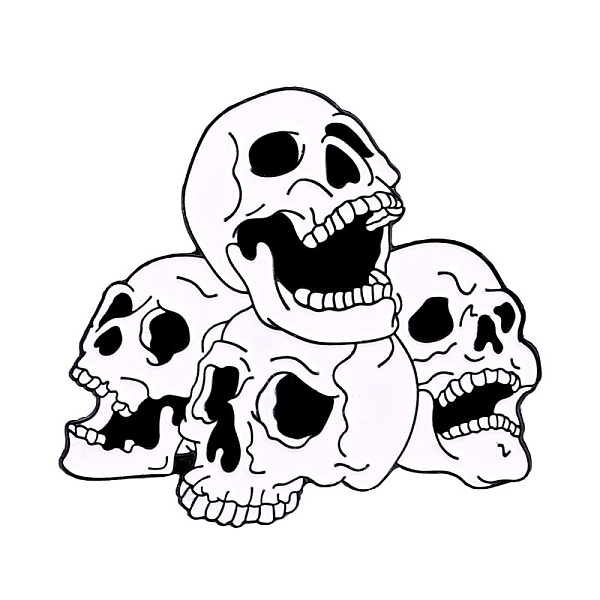 

PandaHall Halloween Creative Horror Skull Punk Alloy with Enamel Brooch, White, 30x28mm Alloy+Enamel Skull White