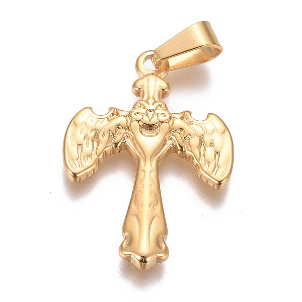 

PandaHall 304 Stainless Steel Pendants, Cross with Wing, for Craft Jewelry Making, Golden, 28.5x20x2.5mm, Hole: 7x3.5mm 304 Stainless Steel...