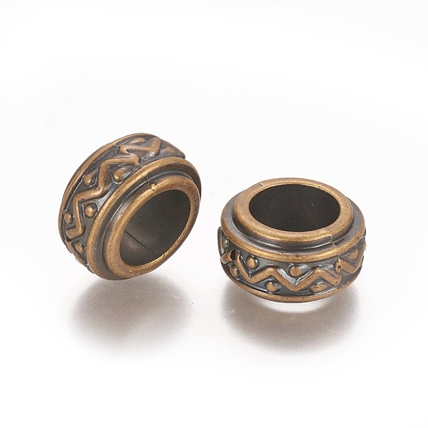 

PandaHall CCB Plastic Beads, Large Hole Beads, Flat Round, Antique Bronze, 24.5x13mm, Hole: 14.5mm Plastic Flat Round