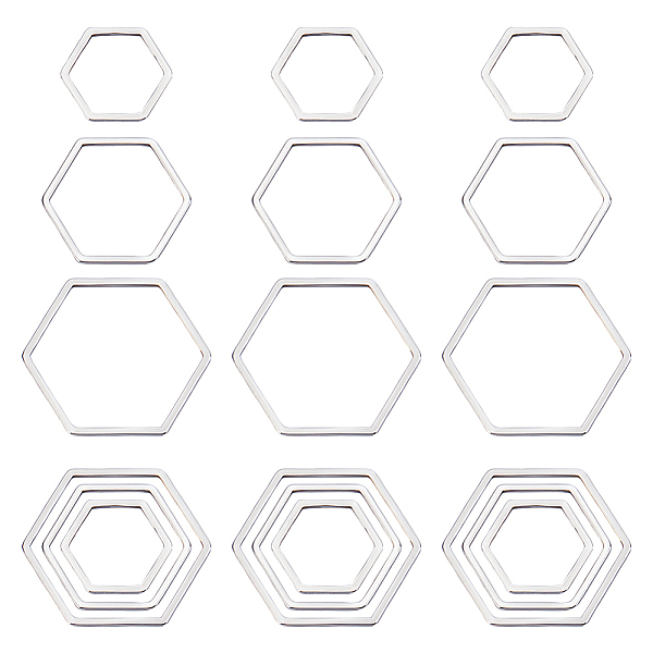 

PandaHall SUNNYCLUE 60Pcs 3 Sizes 304 Stainless Steel Linking Ring, Hexagon, Stainless Steel Color, 13.5~20x12~22.5x0.8mm, 20pcs/size 304...