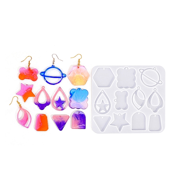 

PandaHall Geometry Earrings Pendants DIY Silicone Mold, Resin Casting Molds, for UV Resin, Epoxy Resin Craft Making, Clear, 120x110x4mm...